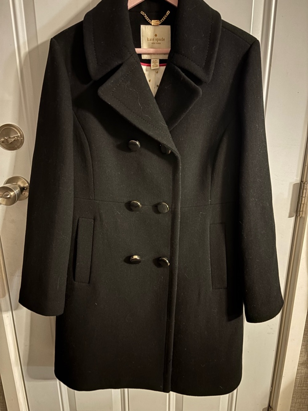 kate spade Black Double-Breasted Pea Coat NWT